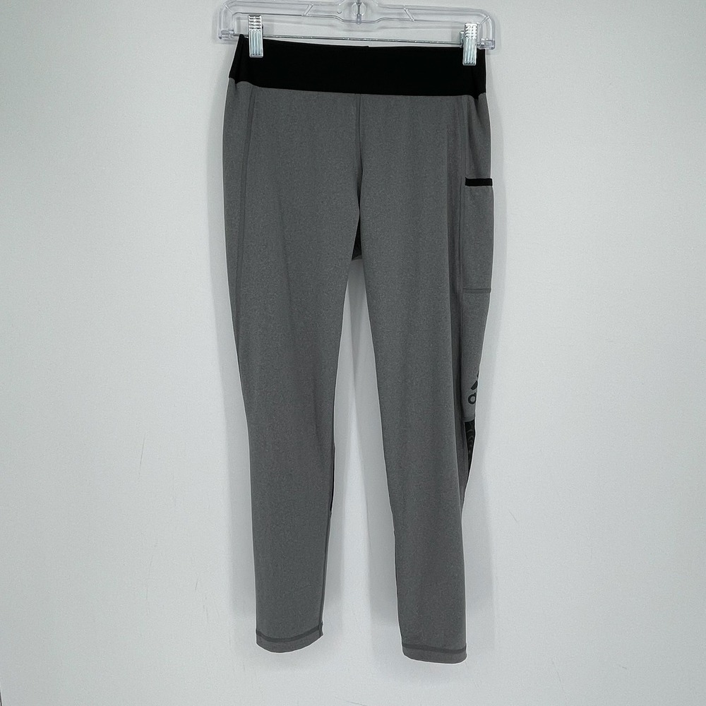 Adidas Women's‎ Gray Aeroready Logo Pocket Cropped Gym Workout Leggings Size M